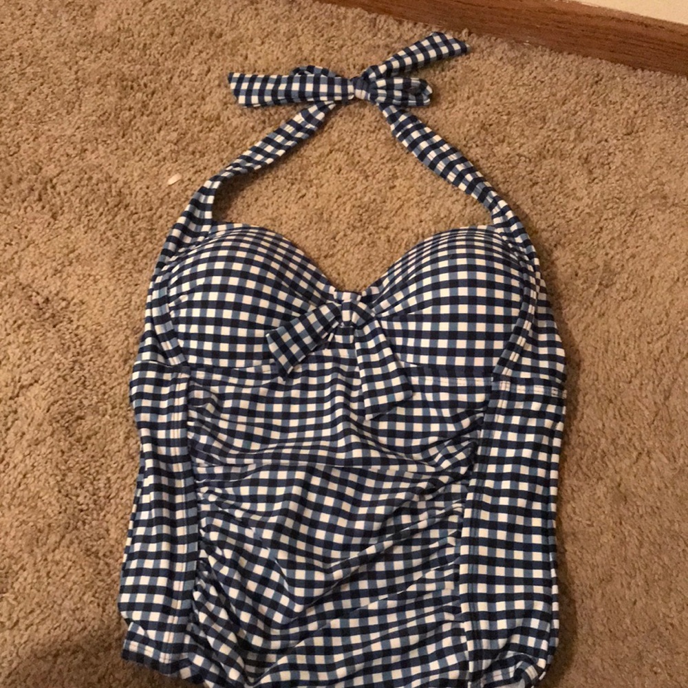 NWT blue gingham one piece
